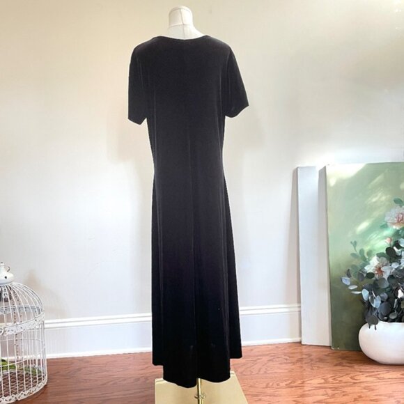 Vintage Velvet Maxi Dress XL Embroider Whimsigoth Vamp Dark Romantic Witchy Y2K - Picture 3 of 10